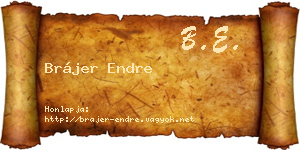 Brájer Endre névjegykártya